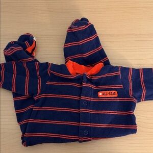 Navy and Orange Striped Baby Onesie
